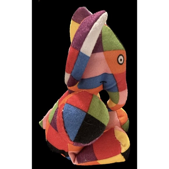 Vintage ELMER -Patchwork Elephant -Toy RATTLE -David McKee -Crocodile Creek 1996 - Picture 8 of 11